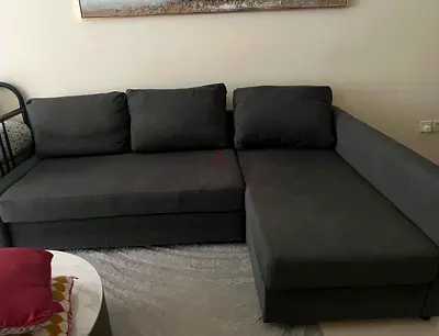 Dark grey L-shaped sofa chaise - good condition