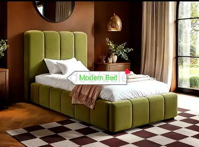 Brand New Single Size Luxury Fabric Bed With Mattress Modern Design