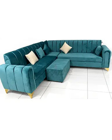 Available the brand new L shape sofa with golden leg you can get at lowest price