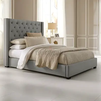 Brand New Single Size Luxury Velvet Bed with Spring Mattress