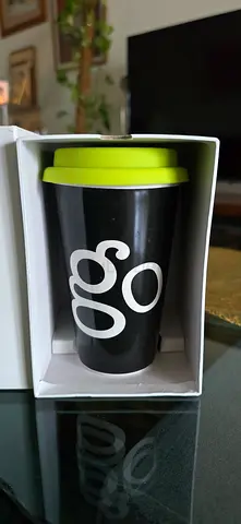GREEN Ceramic Travel Coffee Mug with Lime Green Silicone Lid