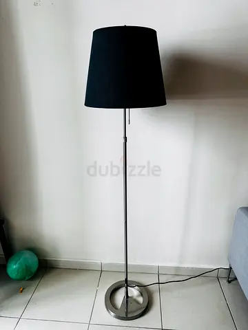 Ikea Gray Floor Lamp with Fabric Shade - Good Condition