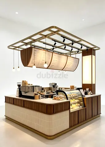 Wooden Cafe Counter / Coffee Shop Kiosk Unit | Coffee Kiosk Design Dubai