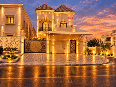 An exceptional opportunity to own a luxurious villa in Al Muwaihat 1—a corner property facing two streets, featuring central air conditioning—in Ajman