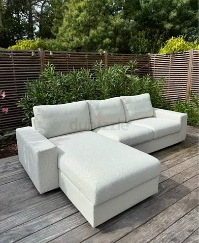 L-shaped fabric corner sofa with chaise, good condition IKEA vimle