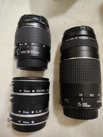 Canon D4000 18-55mm + 75-300mm + 3x Extension Tubes — Good Condition