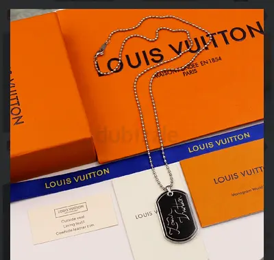 Louis Vuitton Signature Dog Tag Necklace - Silver Chain men