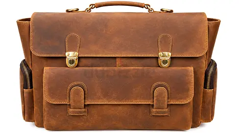 Genuine Leather Vintage Briefcase Messenger Bag