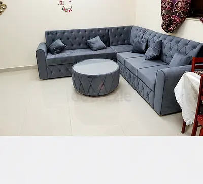 Get the best price for the brand new L shape grey color with round table