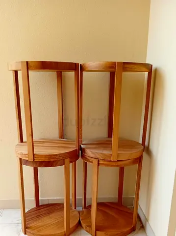 round wooden side tables - natural finish