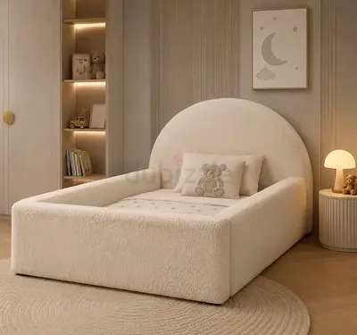 Simple elegant 90*200 begei color comfortable bed for kids