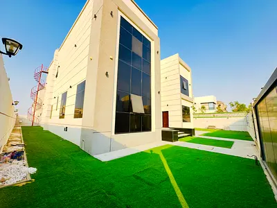 Brand new villa 5BHK 8 washrooms all master bedrooms with balcony windows pool big parking space maid room all Facilities in at 4m