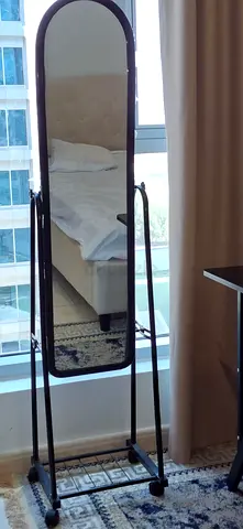 Full-length Freestanding Mirror on Wheels - Black Frame