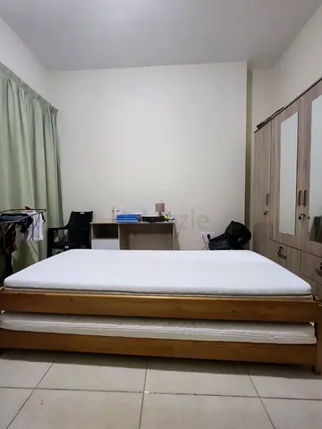 Wooden Beds(2 - stacked upon) Frame with Trundle and Mattress - Good Condition