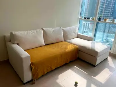 Premium Quality Crate&Barrel Axis feather 🪶 filled L Shape Sofa Beige