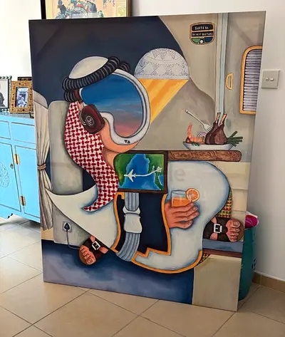 Large Contemporary Middle Eastern Themed Acrylic Painting on Canvas120*150 cm