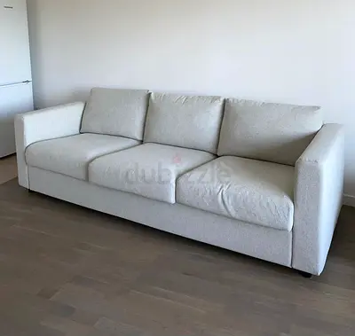 Beige 3-Seater Fabric Sofa - Modern, Comfortable vimle
