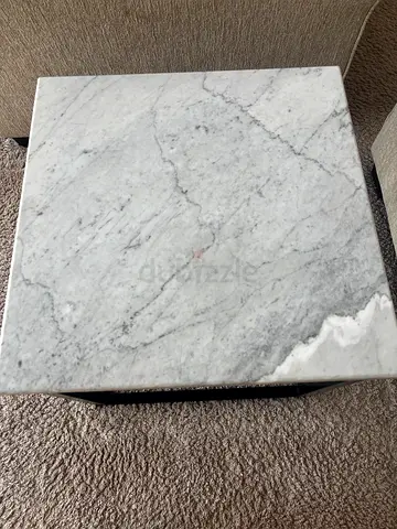 Square Marble Side Table / Accent Table - White Carrara Top