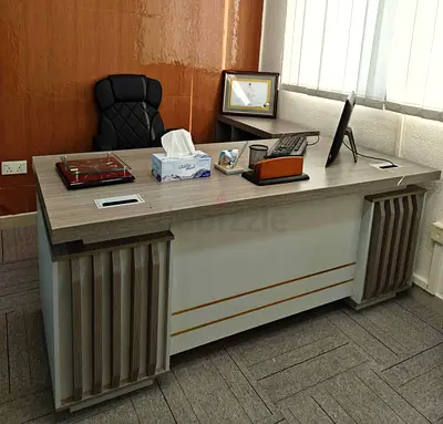 Executive Office Desk with Storage - Modern Wood Finish