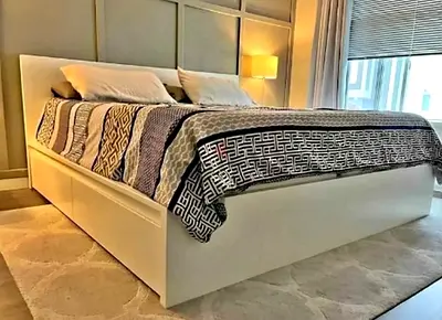 Ikea king size bed with mattress and storage drawers