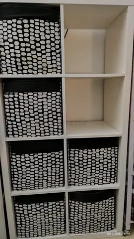 Shelf with Ikea boxes