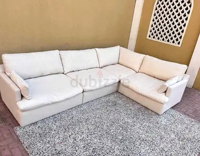 Amazing Condition Home Center Swin feather filled Corner Sofa Beige