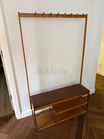 Bamboo Hall Tree / Coat Rack with Bench and Shoe Shelves