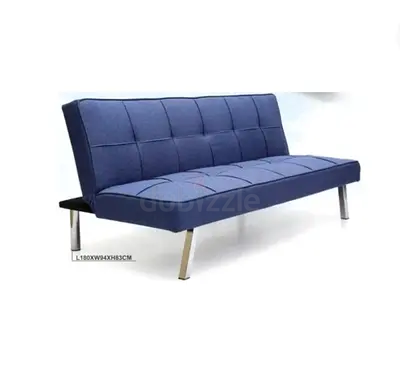 Blue Sofa Bed / Convertible Futon - Seats 3 with Mattress