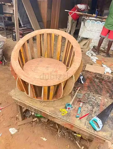 Handmade Round Wooden Armchair (Unfinished)