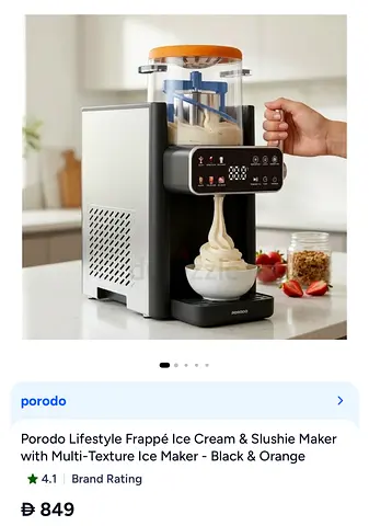Porodo Lifestyle Frappé Ice Cream & Slushie Maker - Black & Orange