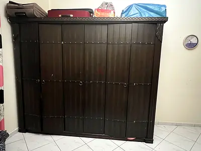Urgent Sale Large Dark Wooden Wardrobe - 6 Doors, Good Condition