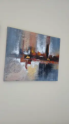 2 Numbers of Abstract textured canvas painting - cityscape tones, ready to hang