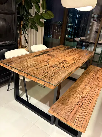 HOMEKODE 180cm x 90cm wooden dining table and bench REDUCED