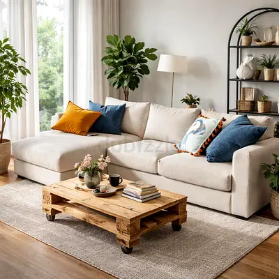 Beige L-shaped Sofa with Chaise - Comfortable vimle