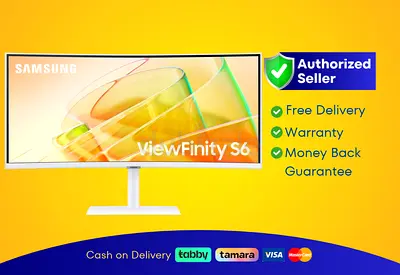 Samsung ViewFinity S6 34 inch Curved UWQHD Monitor - 100Hz - White | New | Warranty | FREE