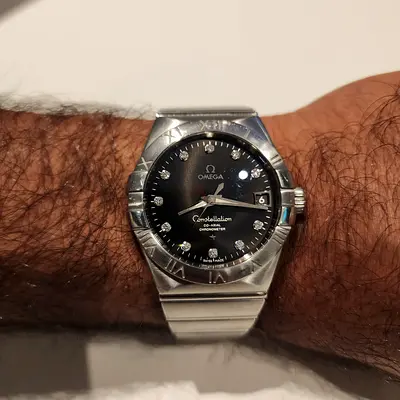 Omega Constellation Stainless Steel Men's Watch with Diamond Markers