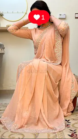 Peach embroidered saree with matching blouse – worn once, excellent condition
