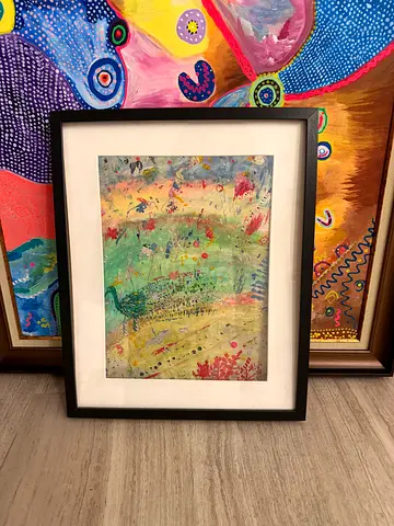 Framed Abstract Acrylic Painting with frame (Ready to Hang)