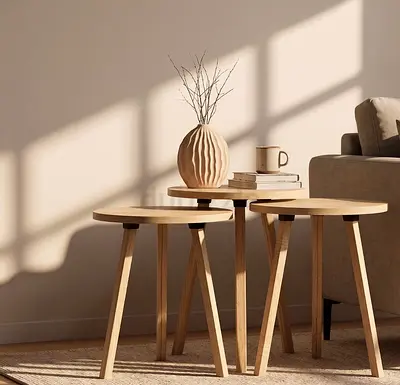 Set of 3 Minimalist Wooden Nesting Side Tables-