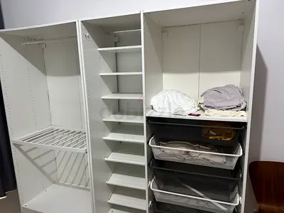 IKEA PAX wardrobe frames with shelves and drawers - white (3 sections)