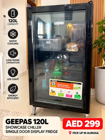 Geepas 120L Showcase Chiller - Single Door Display Fridge