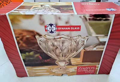 Isfahan Glass Zagros Ice Cream Bowls - 6 Pieces (New in Box)