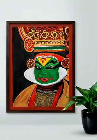 Hand-painted Kathakali Portrait Framed Artwork