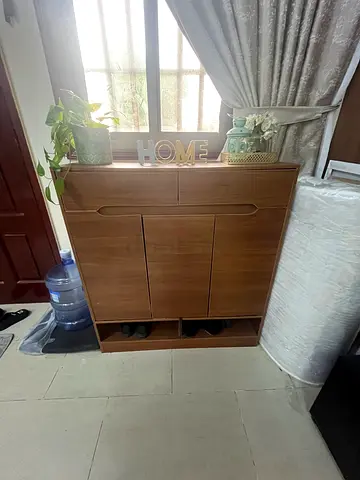 Compact Wooden Shoe Cabinet with Shelves - Good Condition