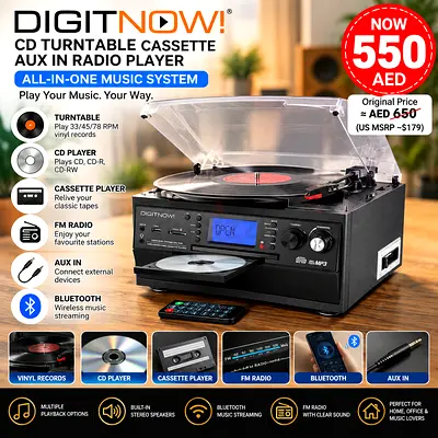 DIGITNOW! All-in-One Record Player & Music System