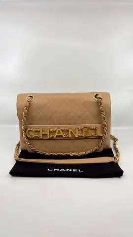 Chanel Beige Logo Enchained Flap Bag