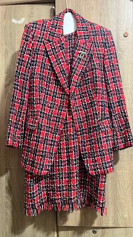 Red Tweed Blazer and Skirt Set - Women's Two-Pieceb Gucci