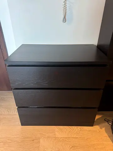MALM IKEA Dark Wood 3-Drawer Dresser / Chest in Good Condition
