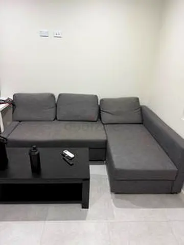 Gray L-shaped Fabric Sofa-bed with Chaise - Good Condition