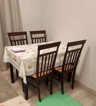 Wooden 4-Seater Dining Table Set with Chairs - Dark Brown